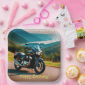 Zijn motorfiets papieren bordje (Feest)