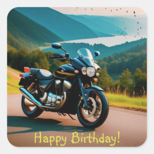 Zijn motorfiets vierkante sticker