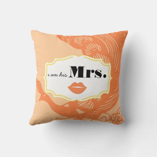 Zijn Mrs 2nd Wedding Jubileum Peach Peacock Kussen (Achterkant)