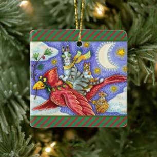 ZIJN N' FITZ GRAPPIGE KATTEN, GIGANTISCHE KERSTKAR KERAMISCH ORNAMENT