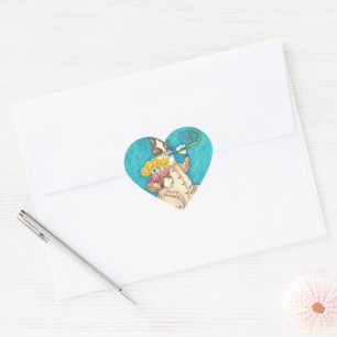 ZIJN N' FITZ KAT IN VERJAARDAGSPAK, TAART & KAARSE HART STICKER