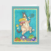 ZIJN N' FITZ KAT IN VERJAARDAGSPAK, TAART & KAARSE KAART (Voorkant)