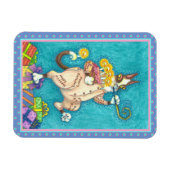 ZIJN N' FITZ KAT IN VERJAARDAGSPAK, TAART & KAARSE MAGNEET (Horizontaal)