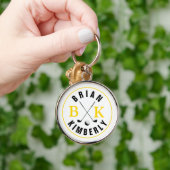 Zijn naam & 2-Initialen Monogrammed Mark Sleutelhanger (Hand)