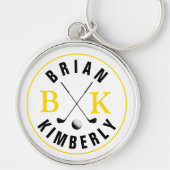 Zijn naam & 2-Initialen Monogrammed Mark Sleutelhanger (Voorkant)