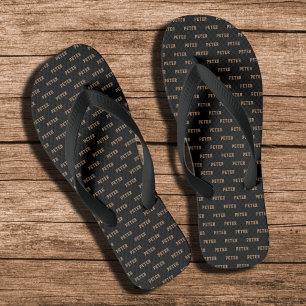 Zijn naam Elegant Pattern Black Teenslippers