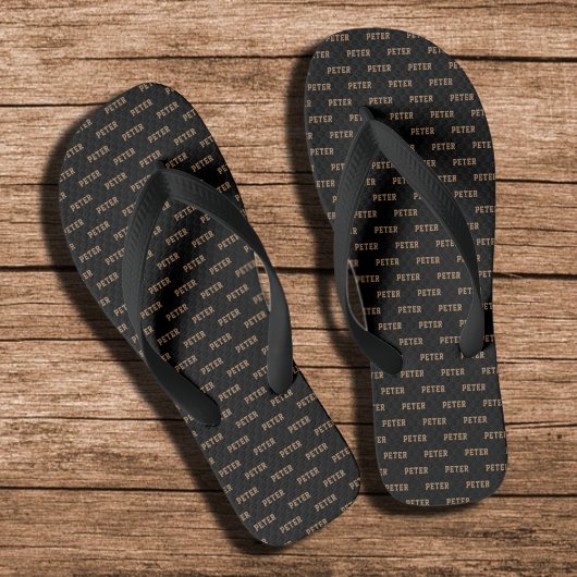 Zijn naam Elegant Pattern Black Teenslippers