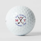 Zijn naam, initialen en leeftijd - monogram golfballen (Voorkant)