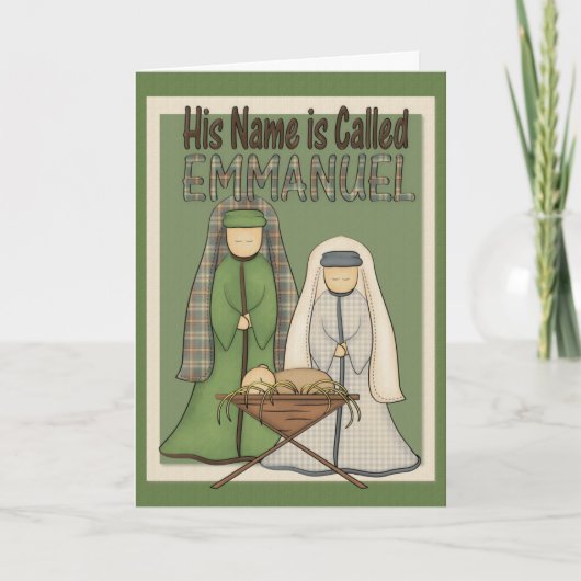 Zijn Naam is het Wenskaart van Emmanuel Christmas Feestdagen Kaart (Voorkant)
