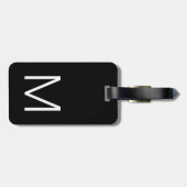 Zijn naam Monogram Modern Elegant zwart-wit Bagagelabel (Achterkant horizontaal)
