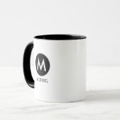 Zijn naam Monogram Zwart Wit Mok (Voorkant links)