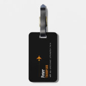 zijn naam oranje logo vliegtuig bagagelabel (Achterkant verticaal)