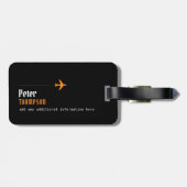 zijn naam oranje logo vliegtuig bagagelabel (Achterkant horizontaal)