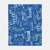 Zijn Naam Typografie diepblauwe kleur Fleece Deken (Voorkant)