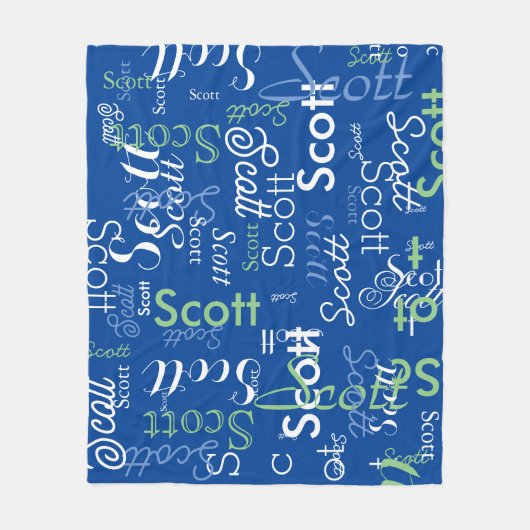 Zijn Naam Typografie diepblauwe kleur Fleece Deken (Voorkant)