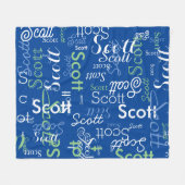 Zijn Naam Typografie diepblauwe kleur Fleece Deken (Voorkant (Horizontaal))