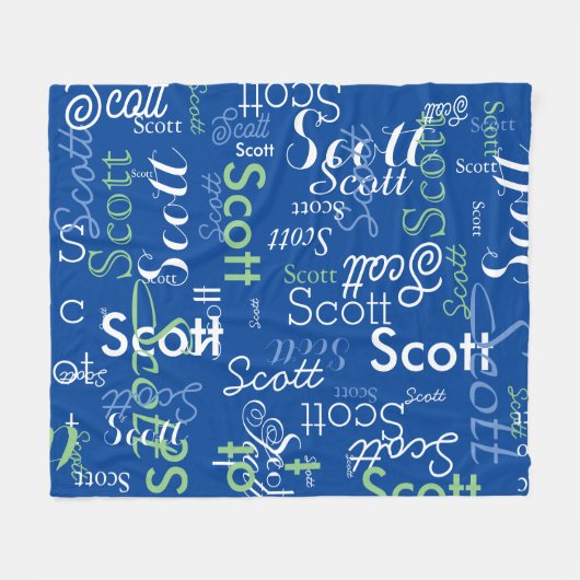 Zijn Naam Typografie diepblauwe kleur Fleece Deken (Voorkant (Horizontaal))
