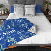 Zijn Naam Typografie diepblauwe kleur Fleece Deken
