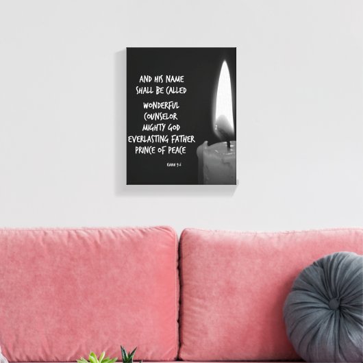 Zijn naam wordt Wonderful Bible Verse genoemd Canvas Afdruk (Insitu (Woonkamer))