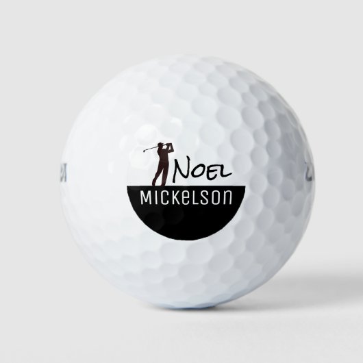 Zijn naam zwart\wit golfspeler golfballen (Voorkant)