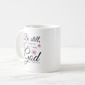 Zijn nog steeds psalm 46:10 Waterverf paarse bloem Koffiemok (Voorkant links)