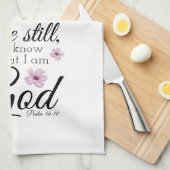 Zijn nog steeds psalm 46:10 Waterverf paarse bloem Theedoek (Quarter Fold)