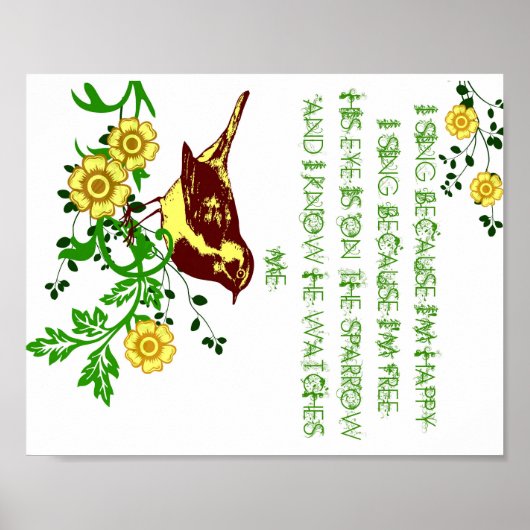 Zijn ogen staan op het Poster Bird Hymn (Voorkant)