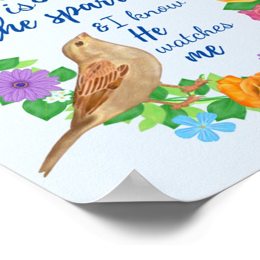 Zijn oog in de Sparrow Wall Art Poster (Hoek)