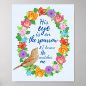 Zijn oog in de Sparrow Wall Art Poster (Voorkant)