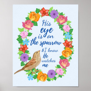 Zijn oog in de Sparrow Wall Art Poster