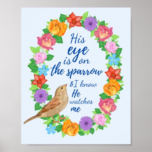 Zijn oog in de Sparrow Wall Art Poster (Voorkant)