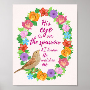 Zijn oog in de Sparrow Wall Art Poster
