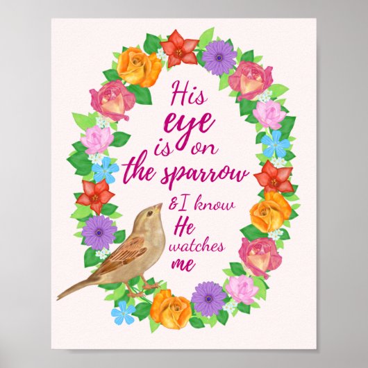Zijn oog in de Sparrow Wall Art Poster (Voorkant)