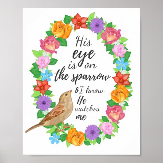 Zijn oog in de Sparrow Wall Art Poster (Voorkant)