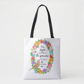Zijn oog staat op de loer. tote bag