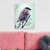 Zijn oog staat op de mus. canvas afdruk (Insitu (Woonkamer))