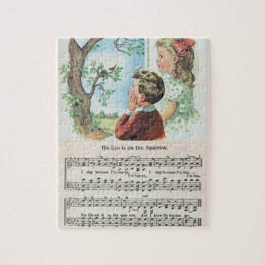 Zijn oog staat op de spuitmond. legpuzzel (Verticaal)