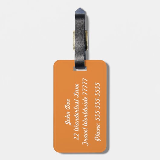 Zijn Oranje en wit Bagagelabel (Achterkant verticaal)