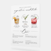 Zijn Ours & Hers Waterverf Signature Cocktail Menu Acryl Bord (Hoek)