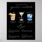 Zijn Ours & Hers Waterverf Signature Cocktail Menu Poster (Voorkant)