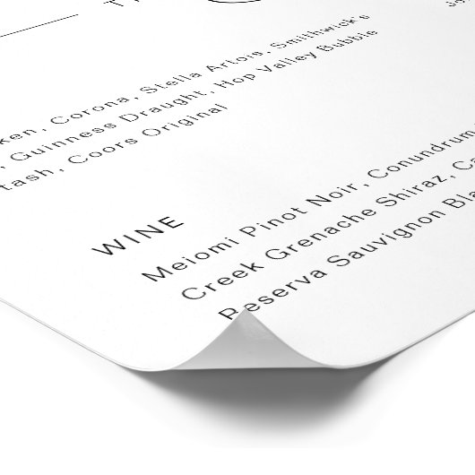 Zijn Ours & Hers Waterverf Signature Cocktail Menu Poster (Hoek)