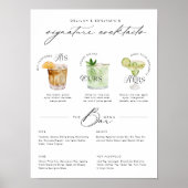 Zijn Ours & Hers Waterverf Signature Cocktail Menu Poster (Voorkant)