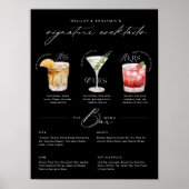 Zijn Ours & Hers Waterverf Signature Cocktail Menu Poster (Voorkant)