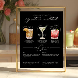 Zijn Ours & Hers Waterverf Signature Cocktail Menu Poster