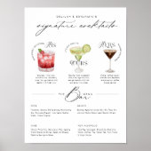 Zijn Ours & Hers Waterverf Signature Cocktail Menu Poster (Voorkant)