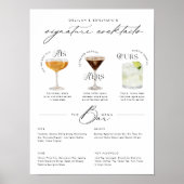 Zijn Ours & Hers Waterverf Signature Cocktail Menu Poster (Voorkant)
