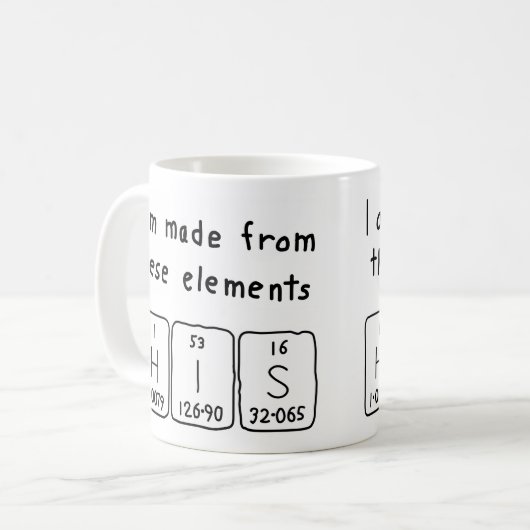 Zijn periodieke lijstnaam mok (Voorkant links)