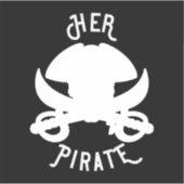 Zijn Piratenschedel Kruisbeenderen & Zwaard Wit op Sticker (Voorkant)