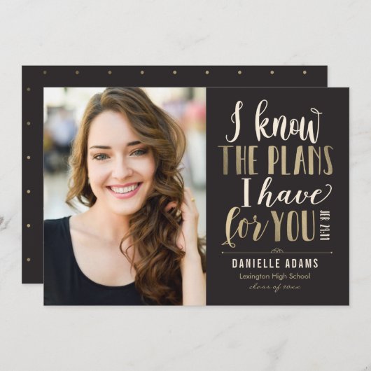 Zijn plannen EDITABLE COLOR Afstuderen kondiging Aankondiging (Voorkant / Achterkant)
