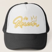 Zijn Queen Neon Light Typografie Trucker Pet (Voorkant)